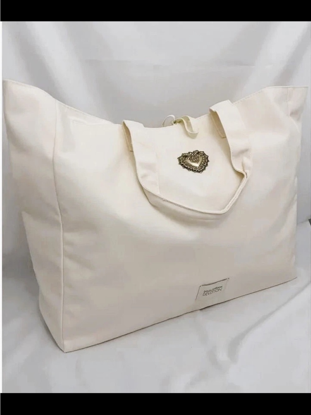 Dolce & Gabbana Cream Tote with Decorative Heart Emblem